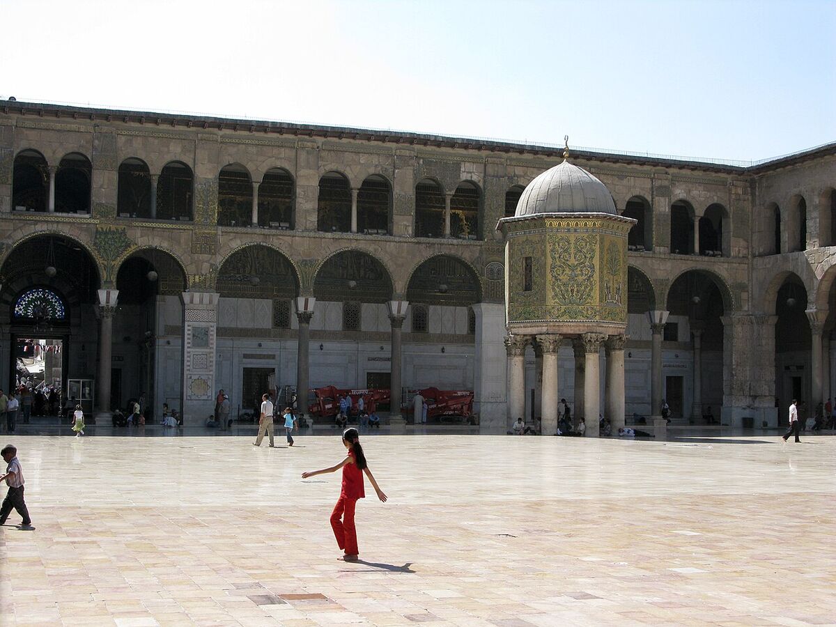 The courtyard of the Umayyad Mosque in Damascus